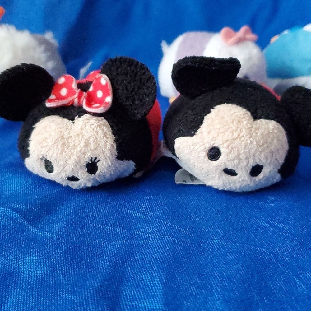 Disney Tsum Tsum Mickey Mouse Minnie Mouse Mini Plush Lot 2pc Set Authentic